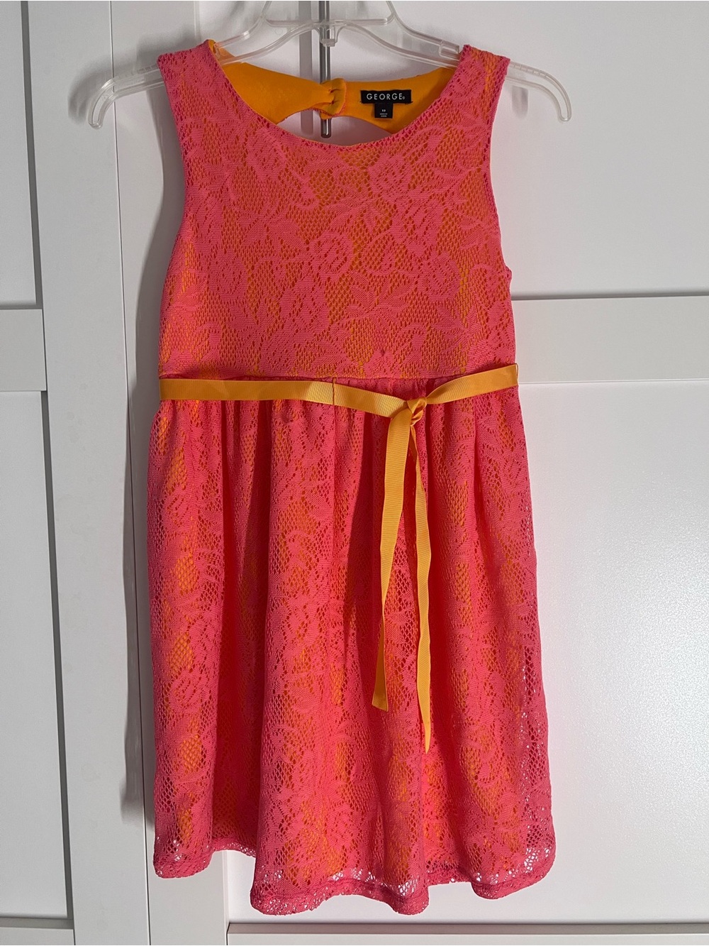 George Lace Dress in Pink & Orange Girls Size 12